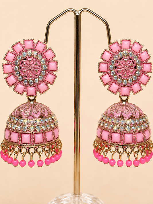 Gulabi Noor Statement Jhumkas