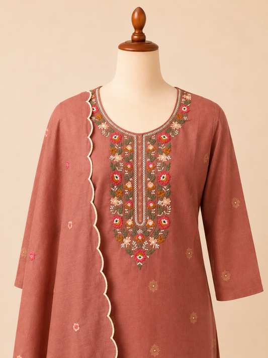 Meher Floral Embroidered Three-Piece Set