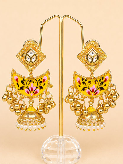 Meenakari Phool Jhumka Earrings