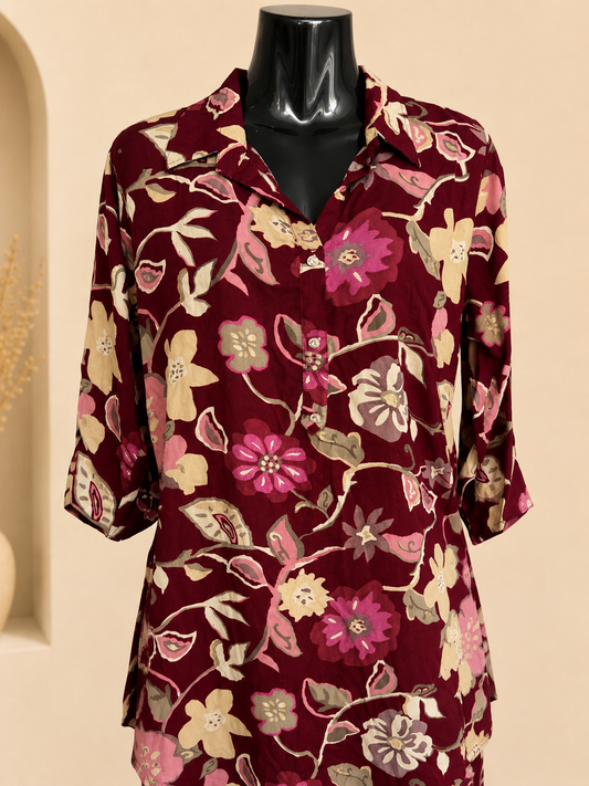 Crimson Garden 2-Piece Co-ord Set