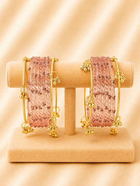 Blush Bloom Glass Bangle Set