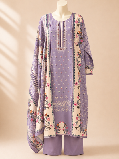 Lavender Garden Printed Three-Piece Set