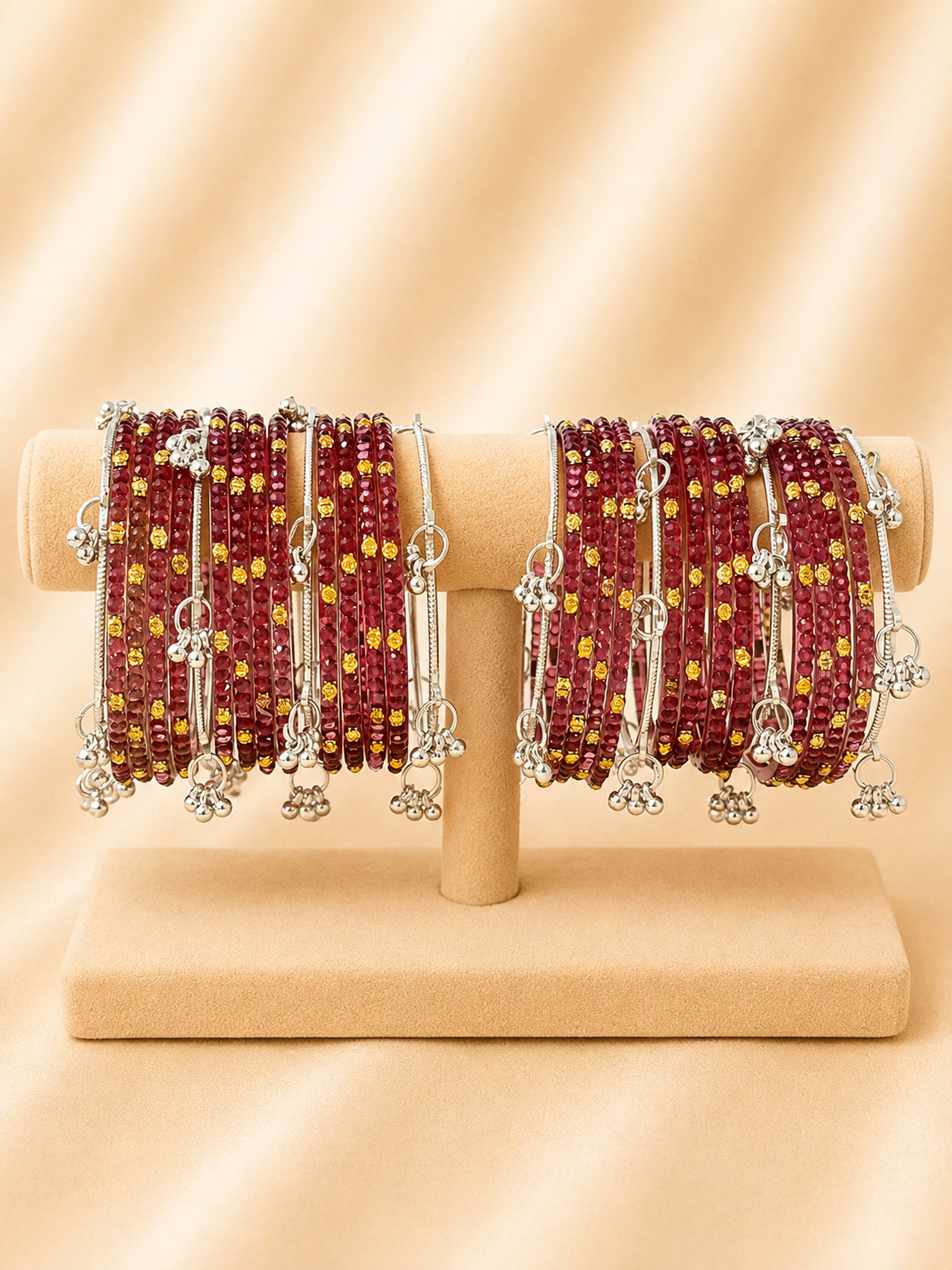 Ruby Radiance Crystal Glass Bangle Set