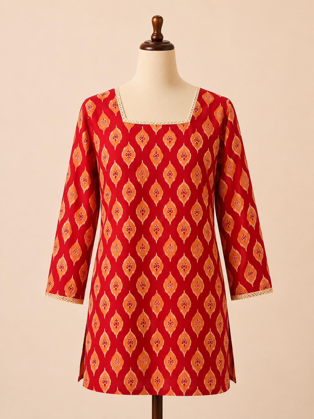 Scarlet Ember Corset-Back Short Kurti