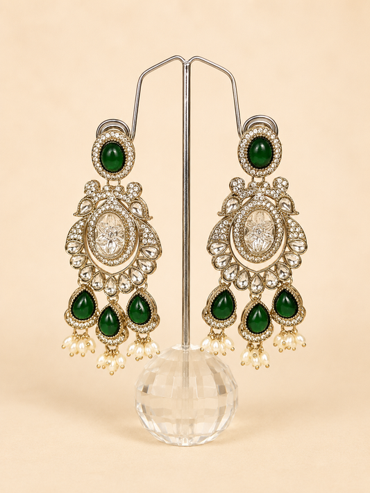 Emerald Chandbali Earrings