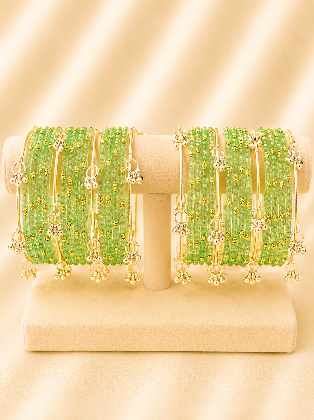 Mint Meadow Crystal Glass Bangle Set
