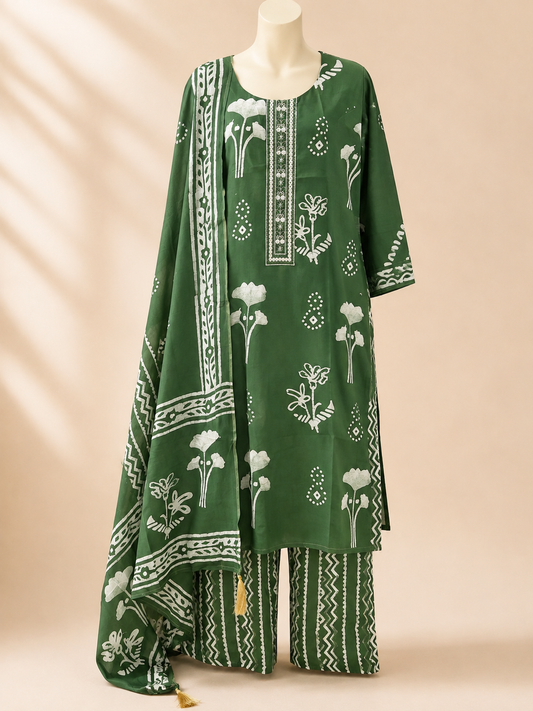 Forest Bloom Printed Three-Piece Set