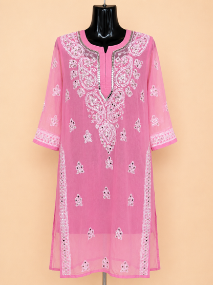 Pink Chikankari Kurti