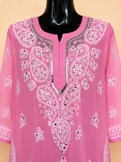 Pink Chikankari Kurti
