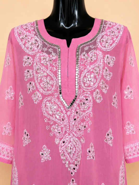 Pink Chikankari Kurti