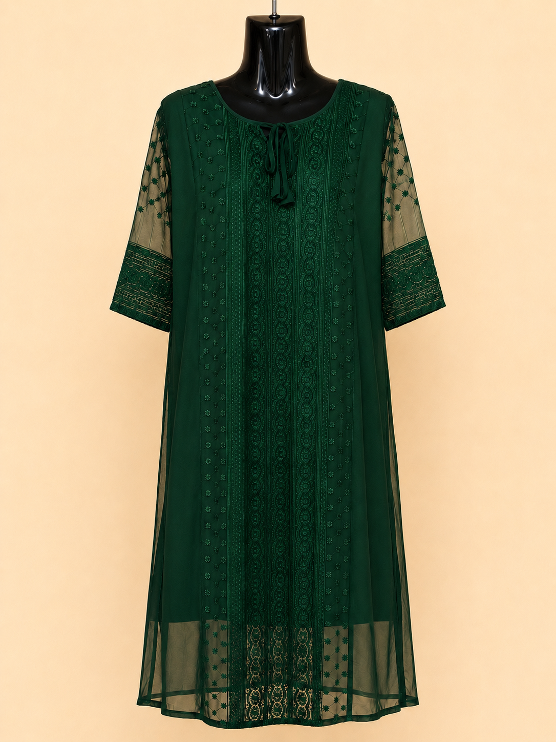 Zarina Embroidered Kurti – Emerald Green