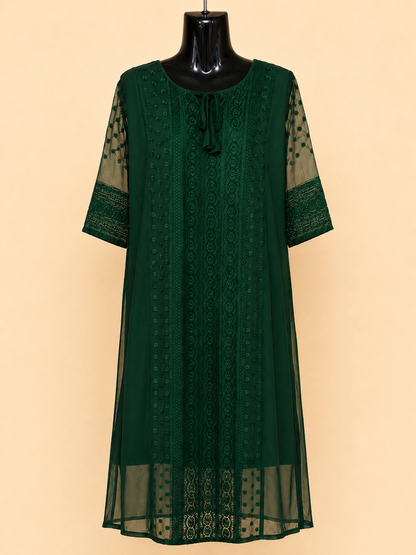 Zarina Embroidered Kurti – Emerald Green