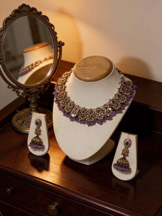 Royal Amethyst Jhumka Set